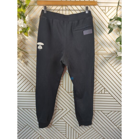 Aape by A Bathing Ape Sweatpants BAPE Lounge Black Joggers LOGO Size Large - Picture 11 of 11